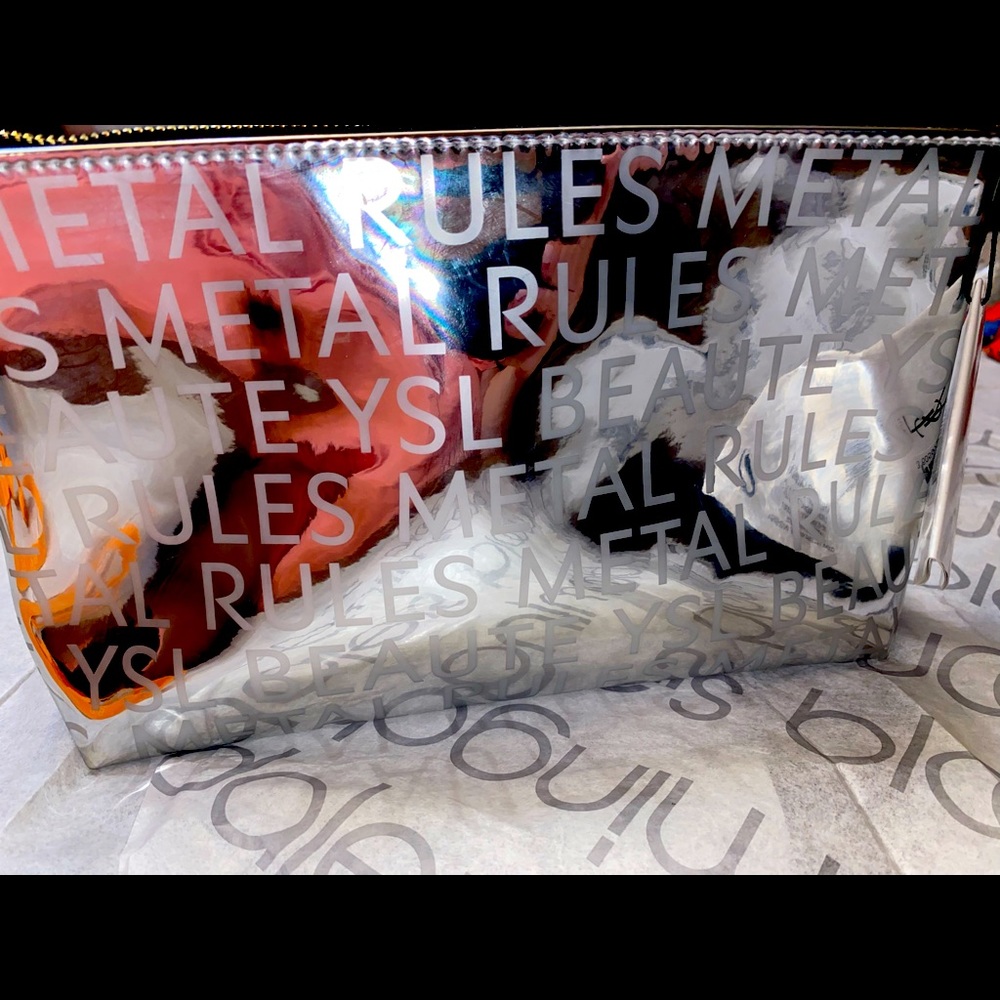 YSL silver cosmetic bag